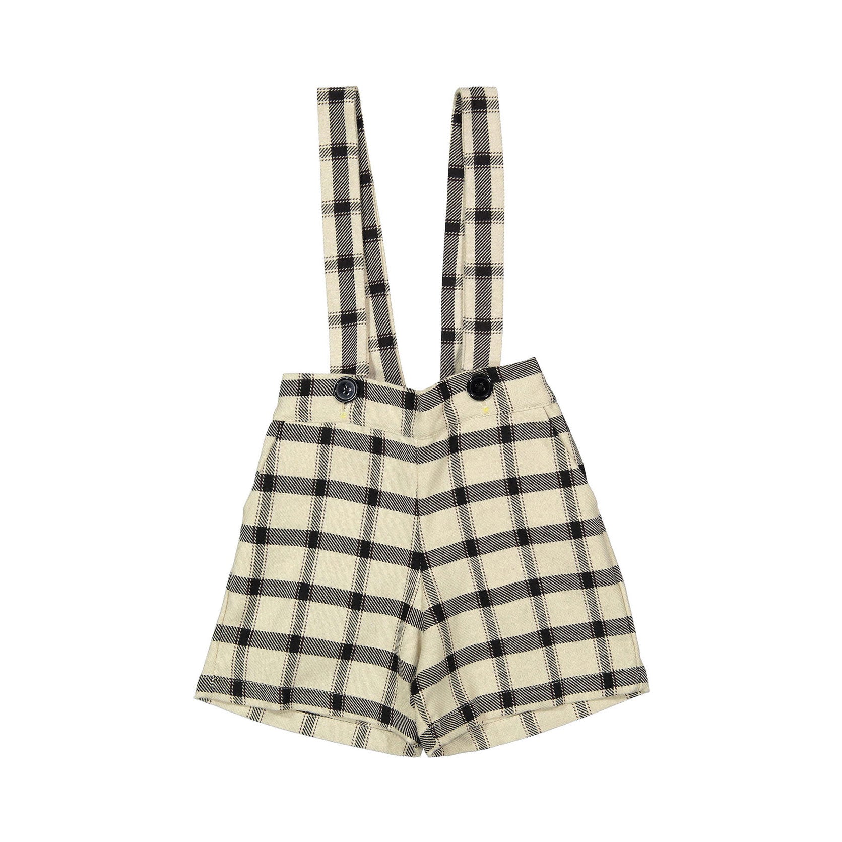 パンツ THEREDTHREAD draped suspender shorts M Pernille Beige/Black Plaid Suspender Shorts – Ladida