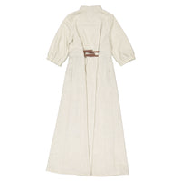 Ava and Lu Beige Linen Belted Dress
