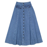 Ava Jeans Blue Denim Button Down Skirt