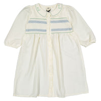 L by Ladida White Smocked Puff Sleeve Dress