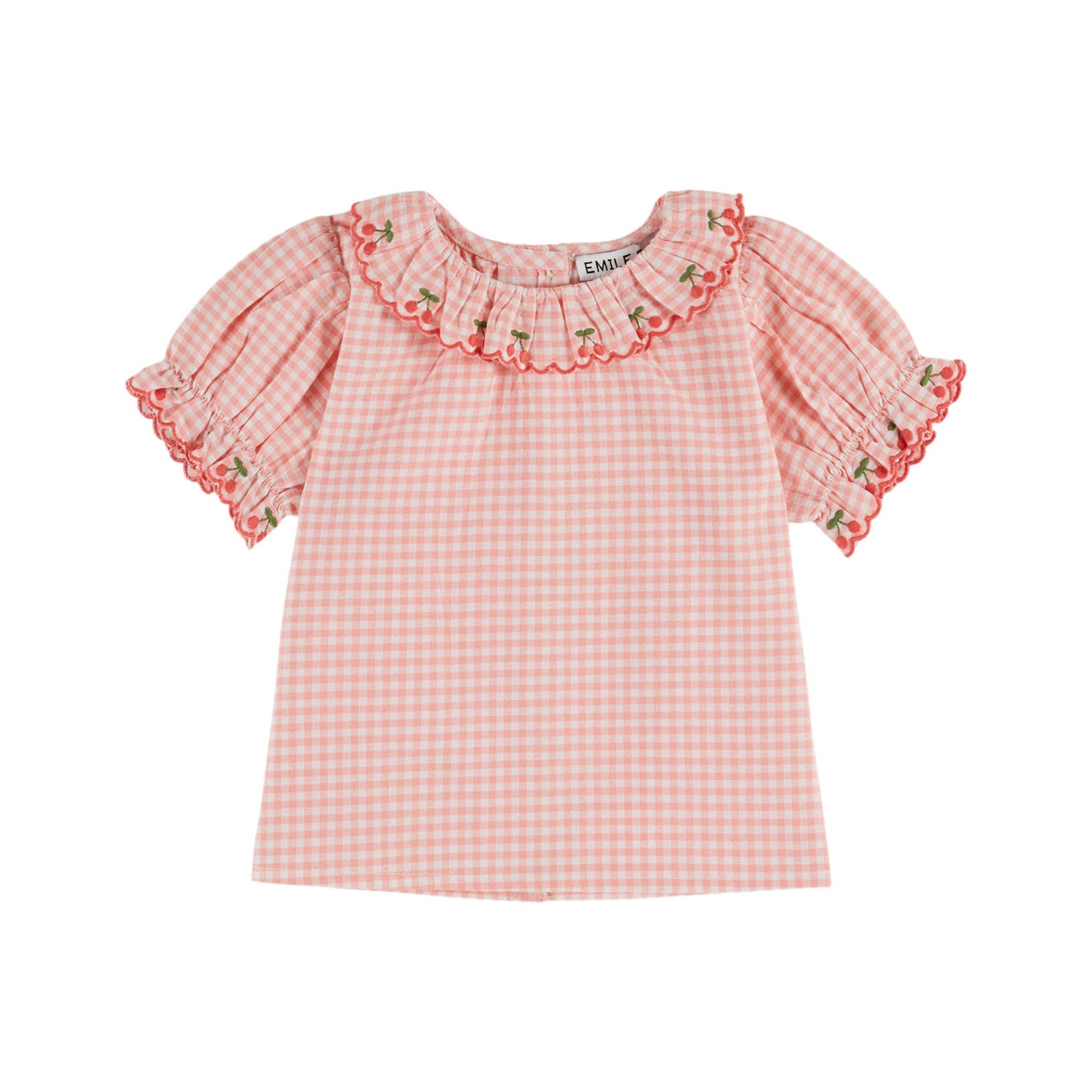 Emile et Ida Pink Gingham Embroidered Baby Blouse – Ladida