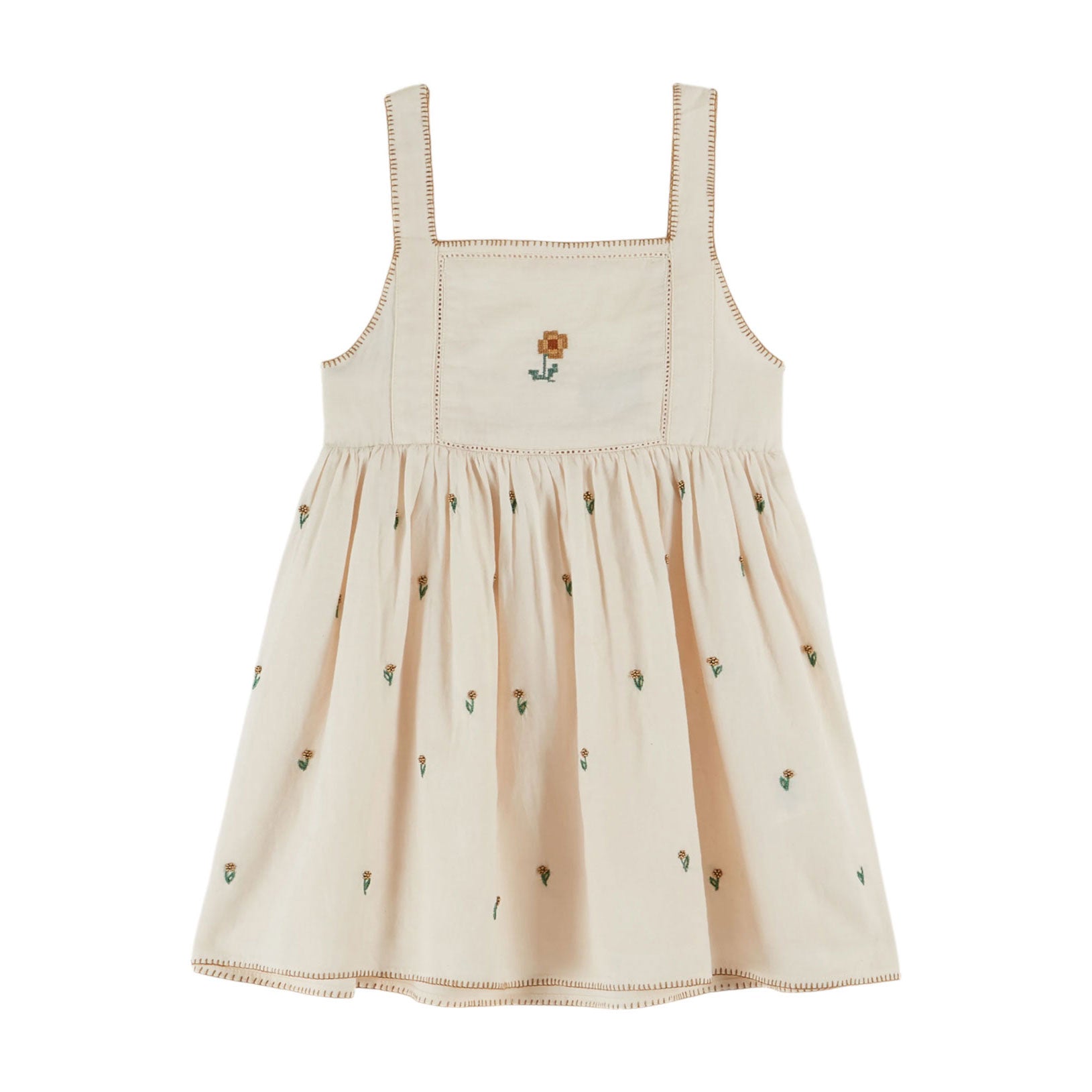 Emile et Ida Cream All-Over Embroidered Dress 8