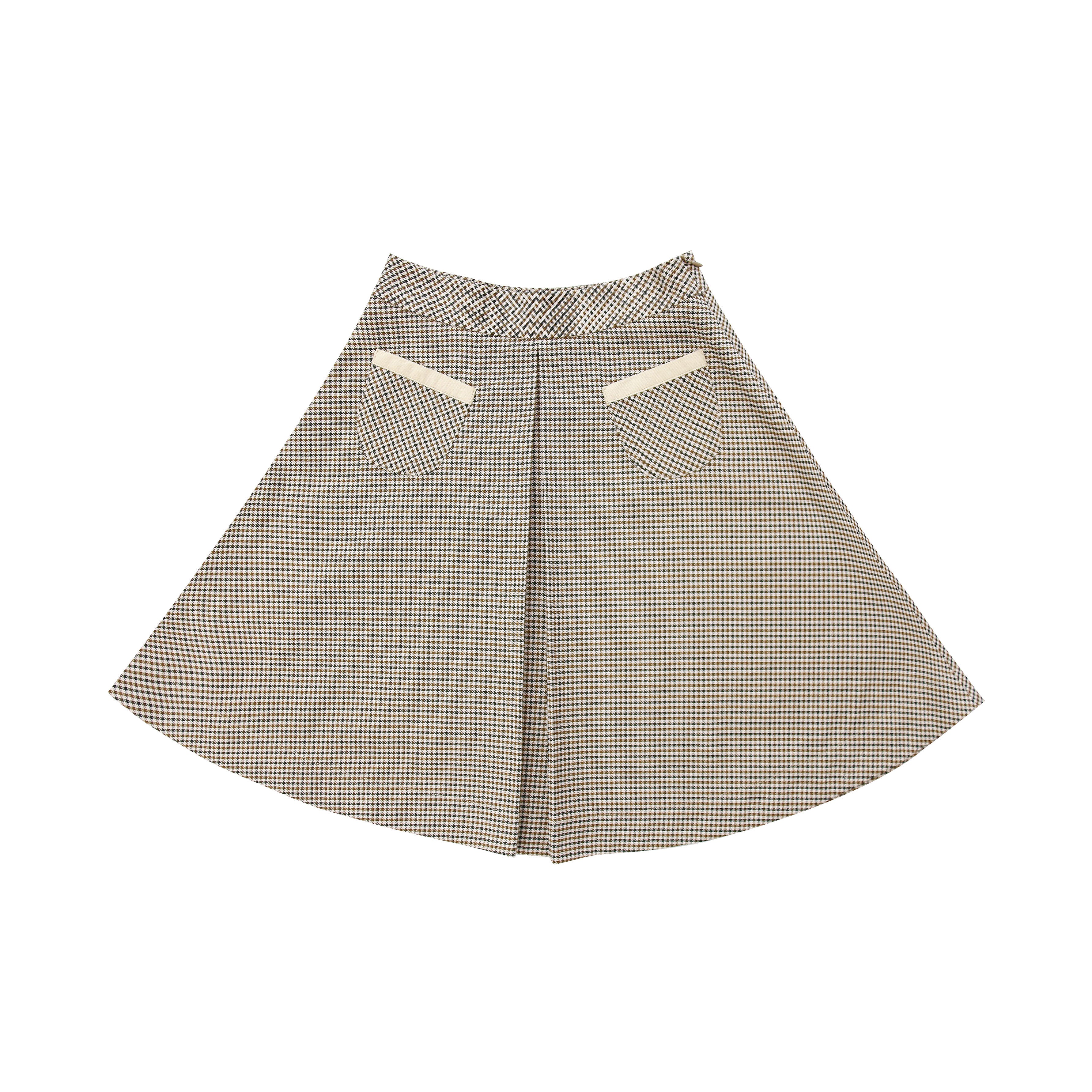 Coco Blanc Brown Houndstooth Front Pleat Skirt – Ladida