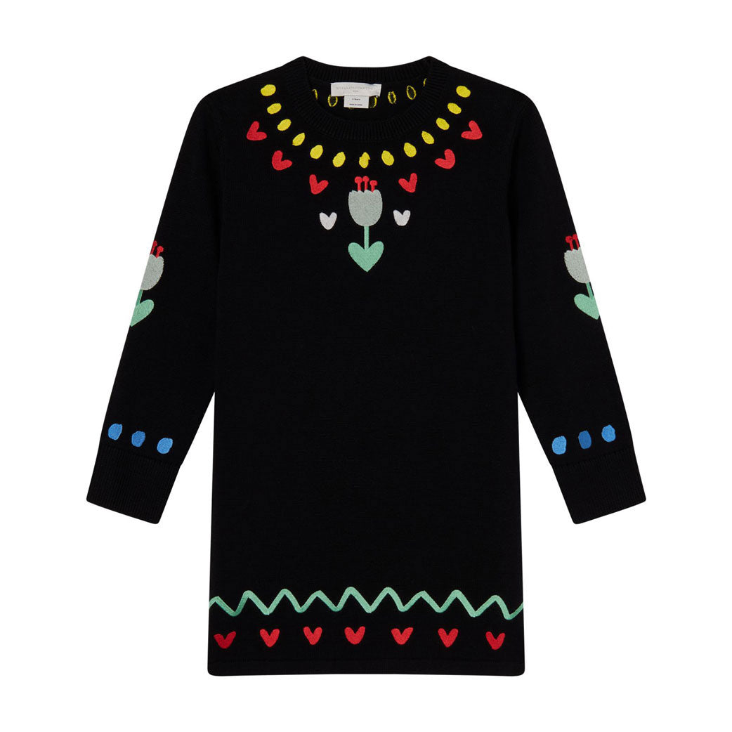 stella mccartney embroidered dress Black Embroidered Puff Sleeve Mini Dress in Black main image 1
