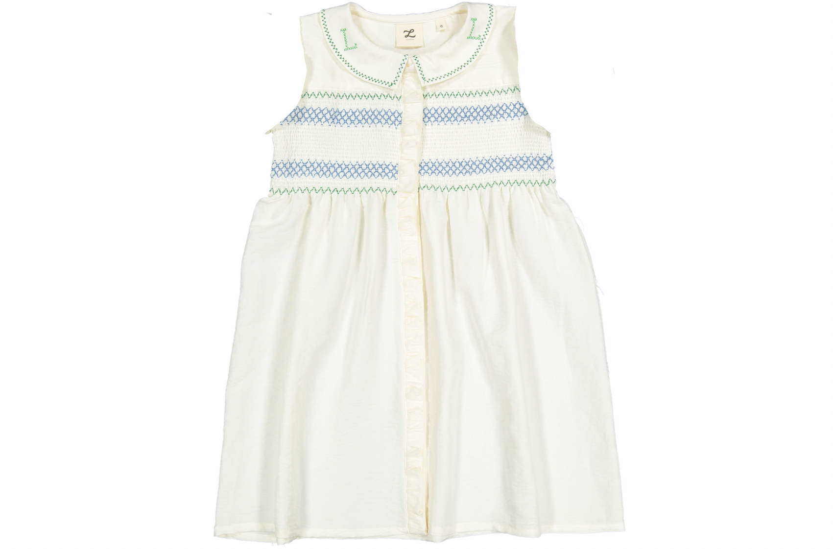 ● 8 SECONDS ● Smocking Sleeveless Dress White L by Ladida White Smocked Sleeveless Dress