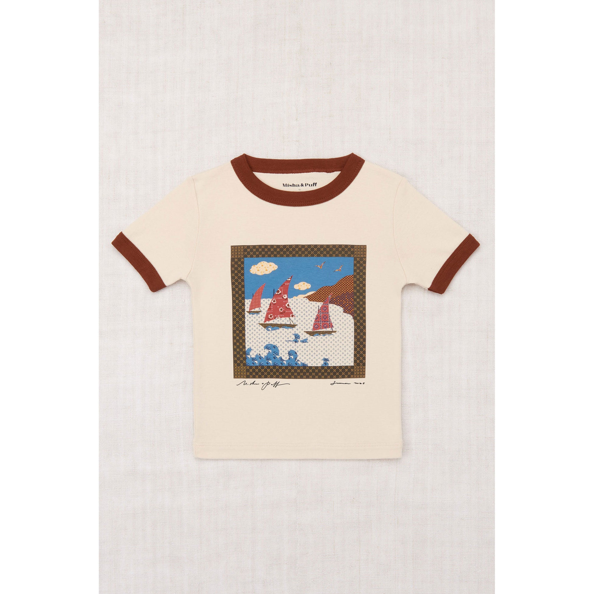 トップス Misha & Puff 2025SS Ringer Tee Misha and Puff Bisque Sailboat Collage Ringer Tee – Ladida