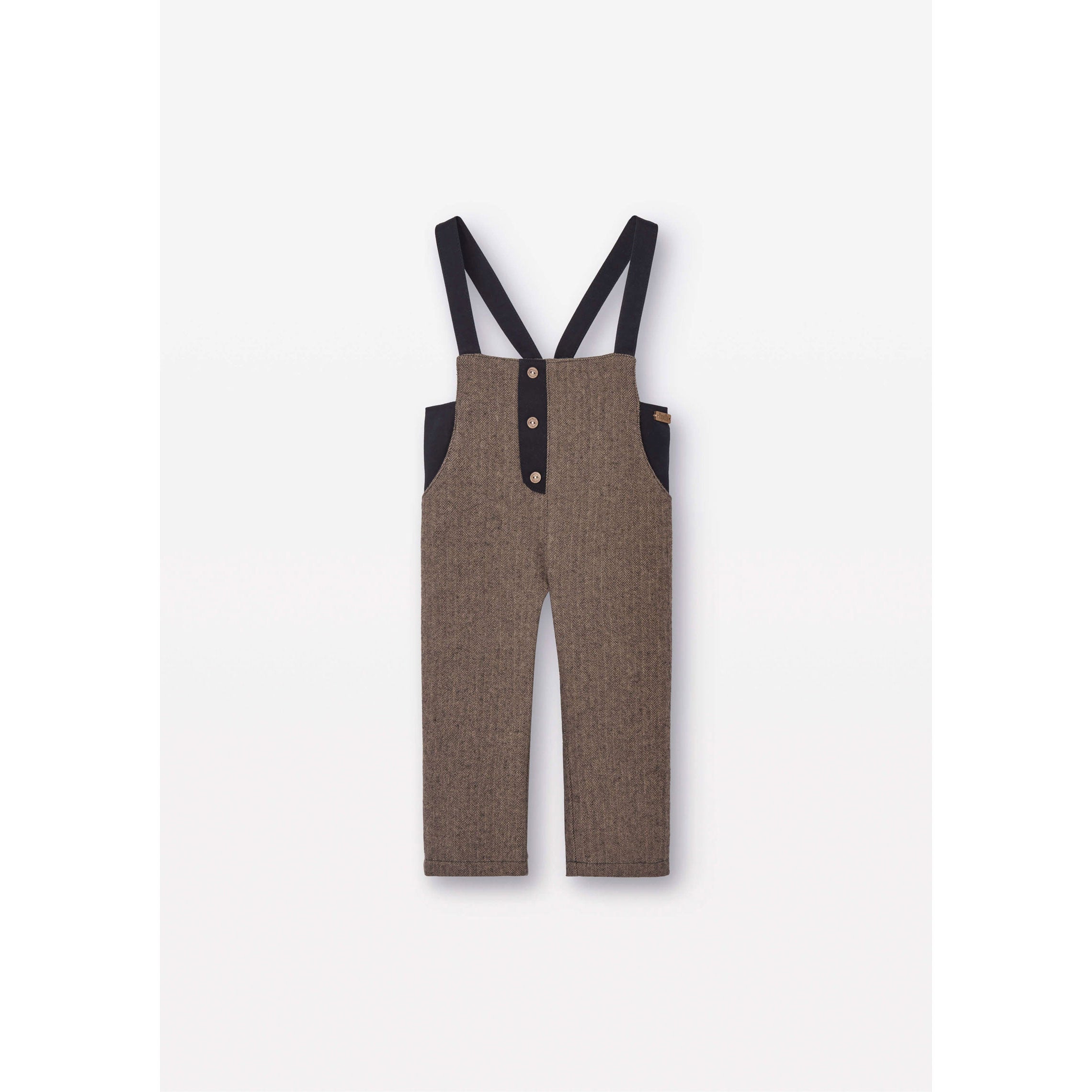 Popelin Brown Micro Herringbone Dungarees – Ladida