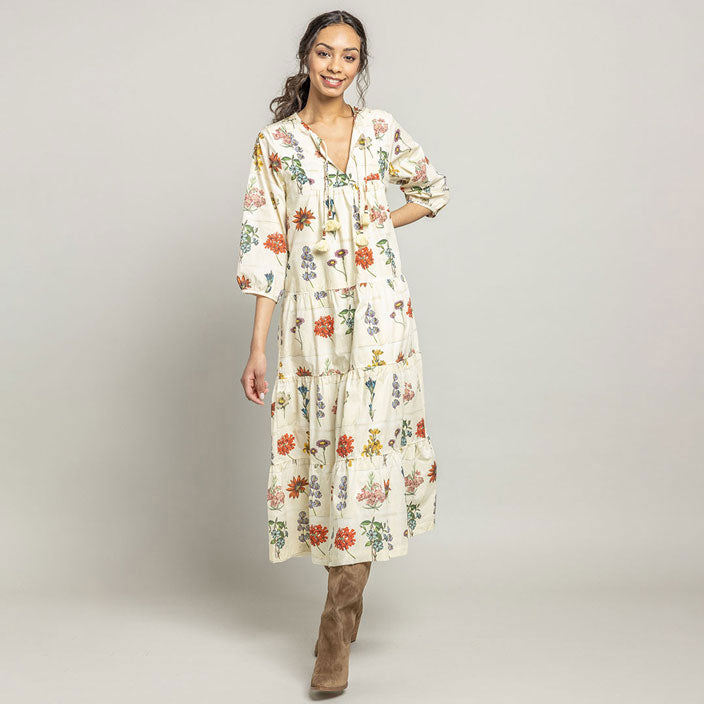 Pink Chicken Notebook Botanical Womens Indira Dress  Ladida