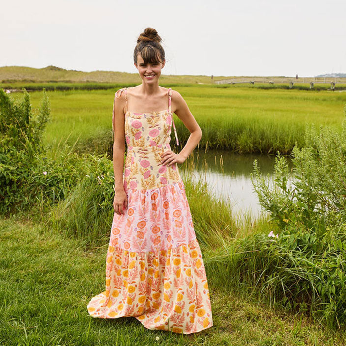 chicken maxi dress Pink Chicken Gilded Floral Mix Womens Marilyn Dress – Ladida