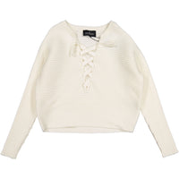Little Remix Cream Ribly String Sweater