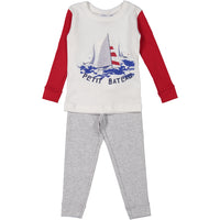 Petit Bateau Grey Colorblock Sailboat PJs