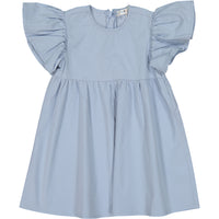 Coco Blanc Light Blue Short Sleeve Ruffle Pleat Dress