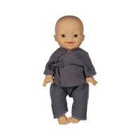 MiniKane Grey Double Cotton Gauze Niki Kimono Set
