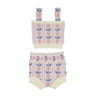 Bonjour Diary Jacquard Flowers Set Shorty & Crop Top