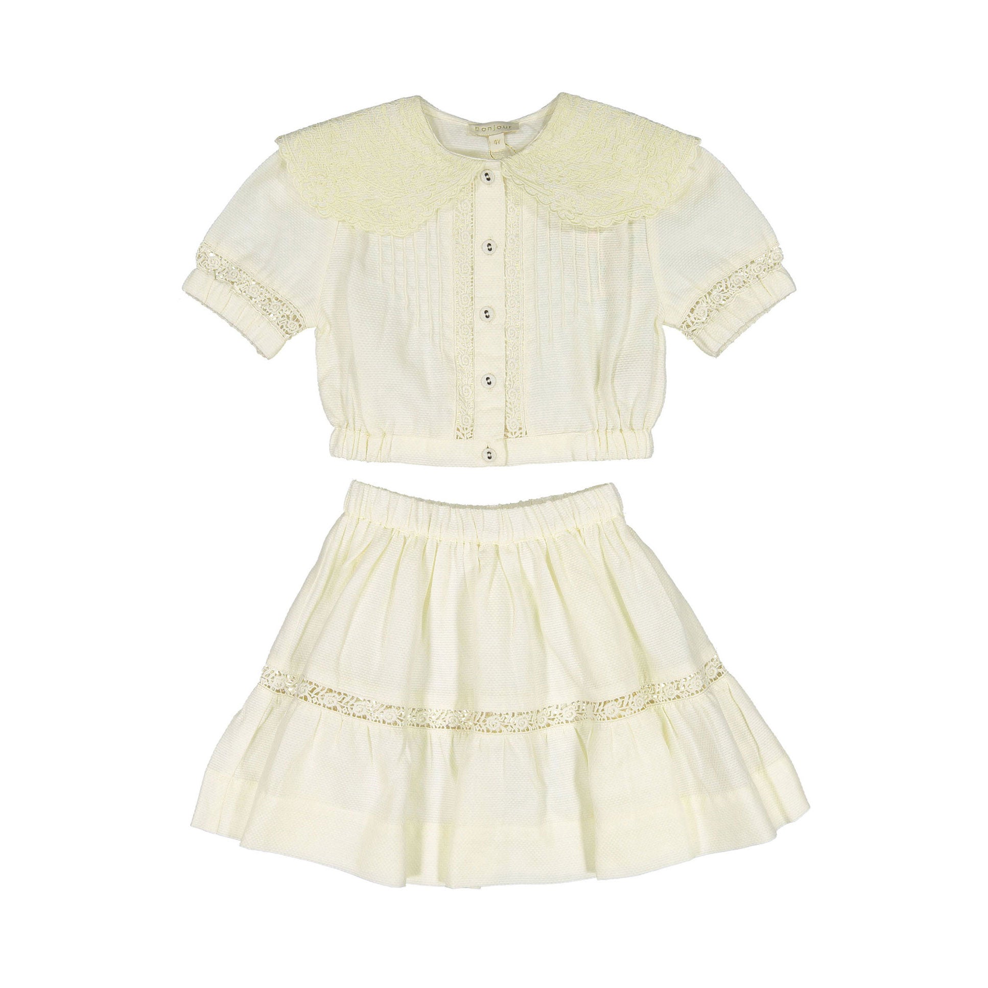 Bonjour Diary Crop Shirt and Skirt Set