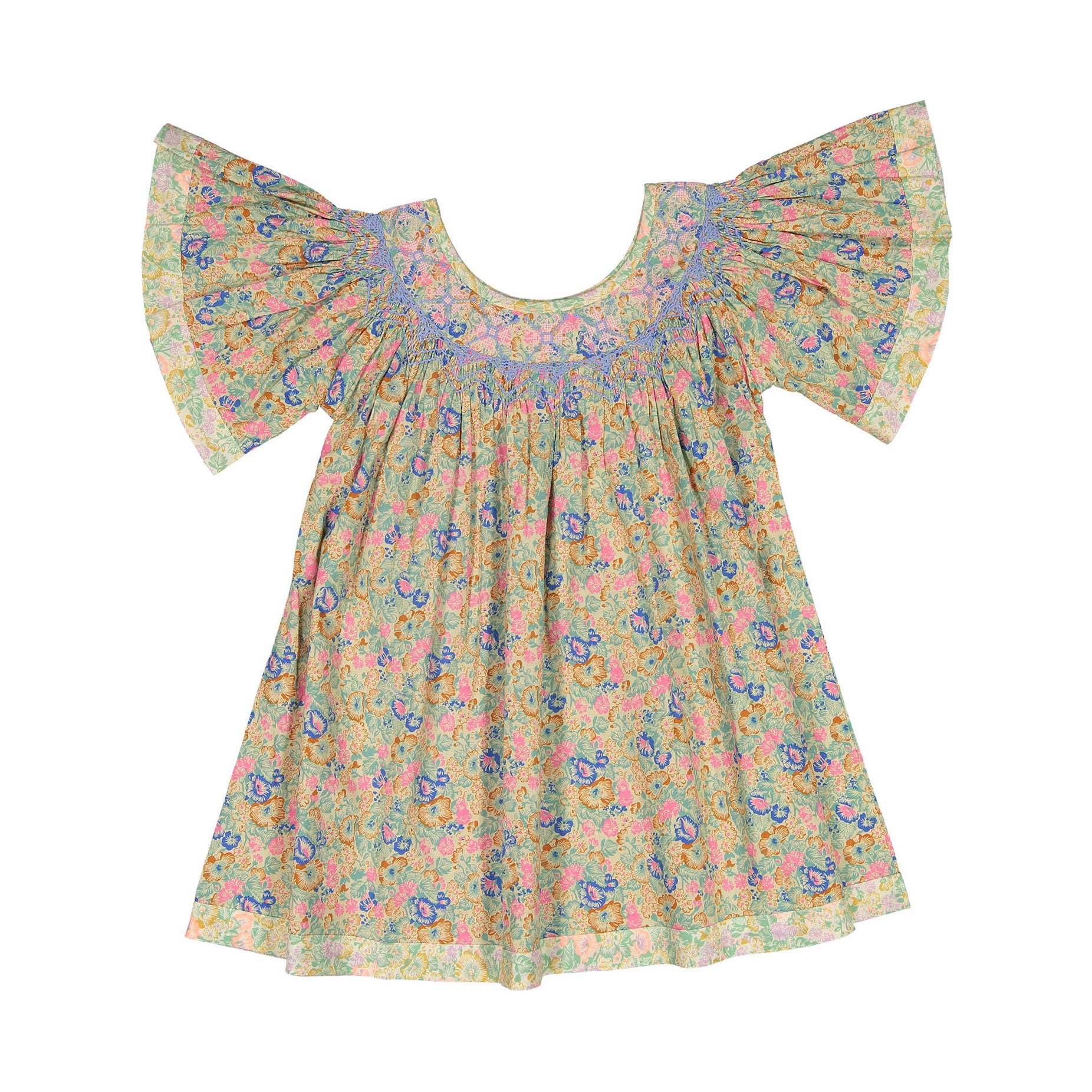 モ*フ様 Bonjour diary Butterfly Dress 8y Butterfly Dress in Bouquet Fluo Curry by Bonjour Diary