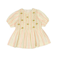 Bonjour Diary Vanilla Strawberry Jacquard Smocks Blouse