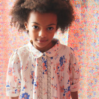 Bonjour Diary Pink White Blue Bouquet Madeleine Tunic Blouse