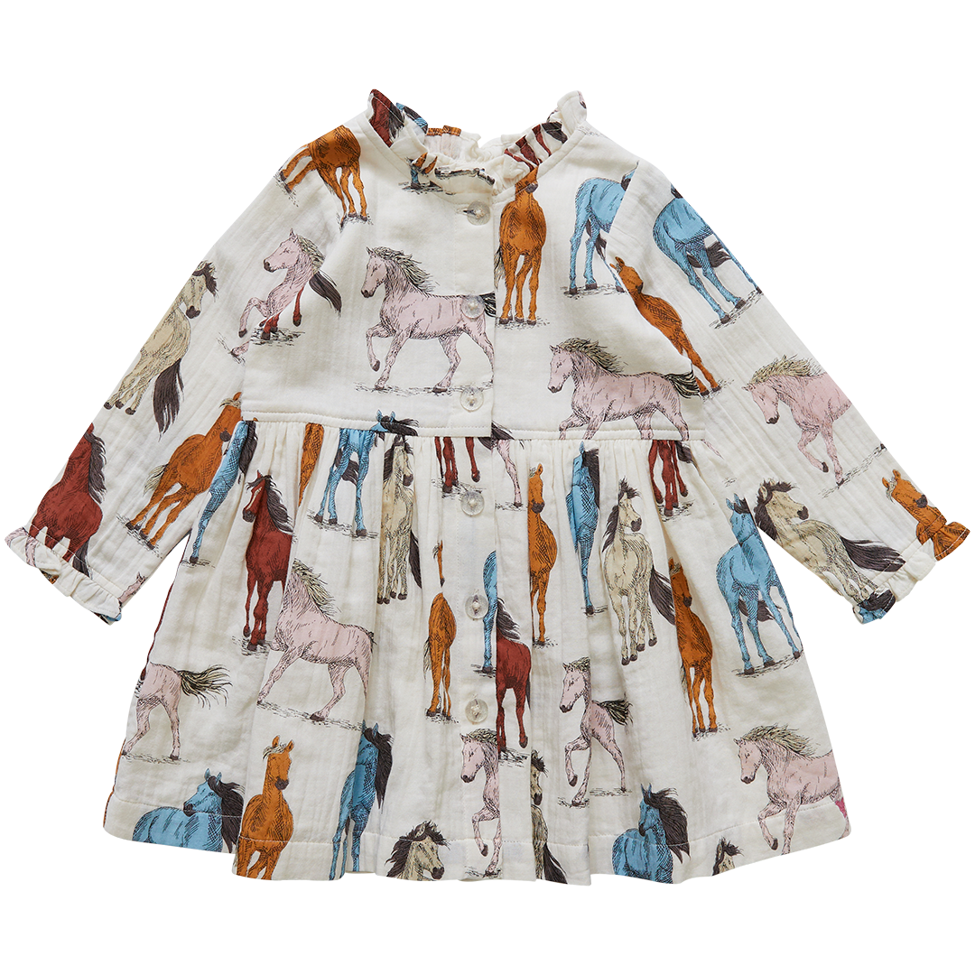 mini rodini horse dress Pink Chicken Autumn Dress