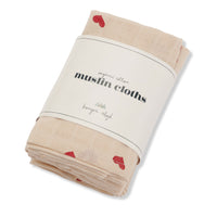 Konges Slojd Amour Rouge 3 Pack Muslin Cloth