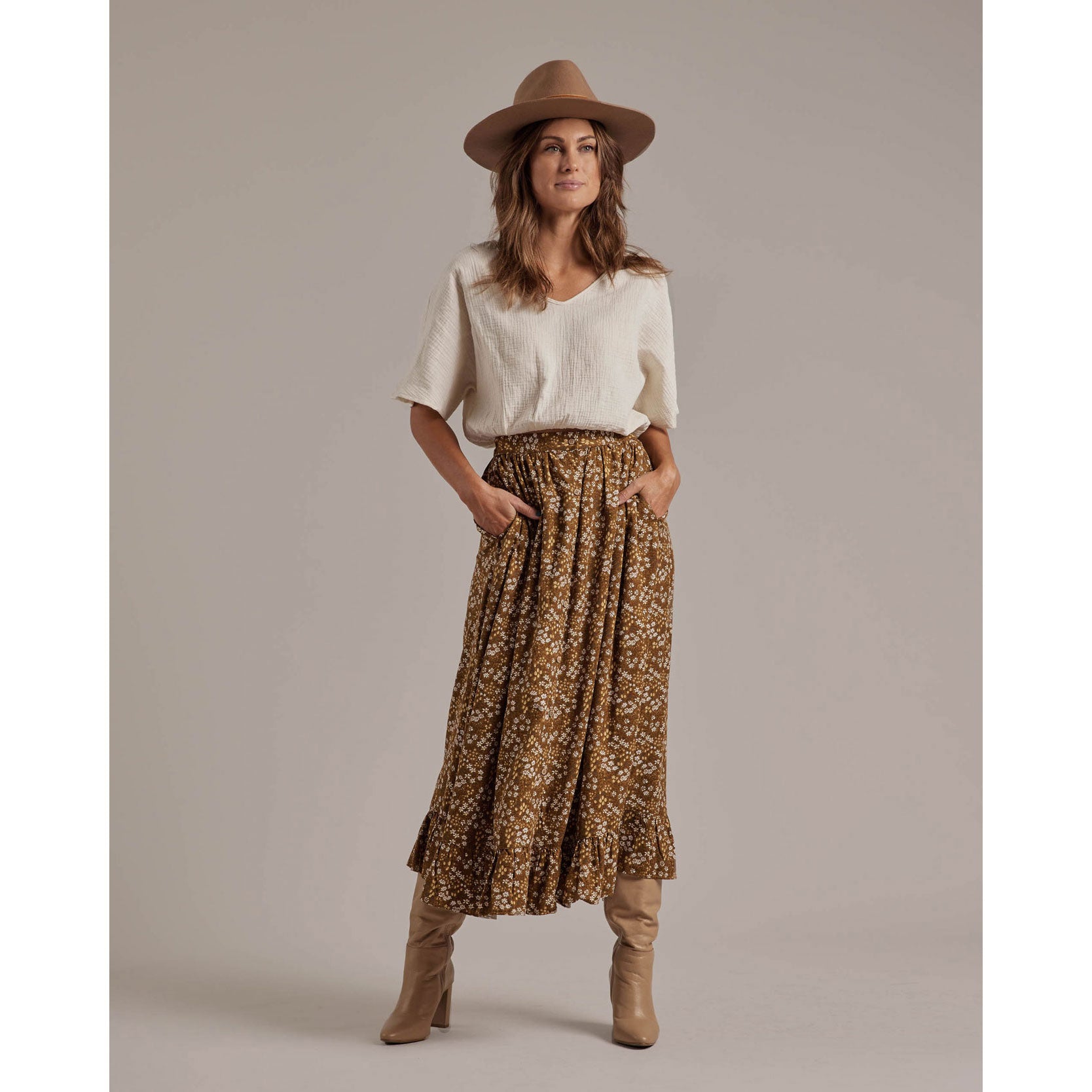 Rylee + Cru - denim mini skirt - ocean stripe main image 0