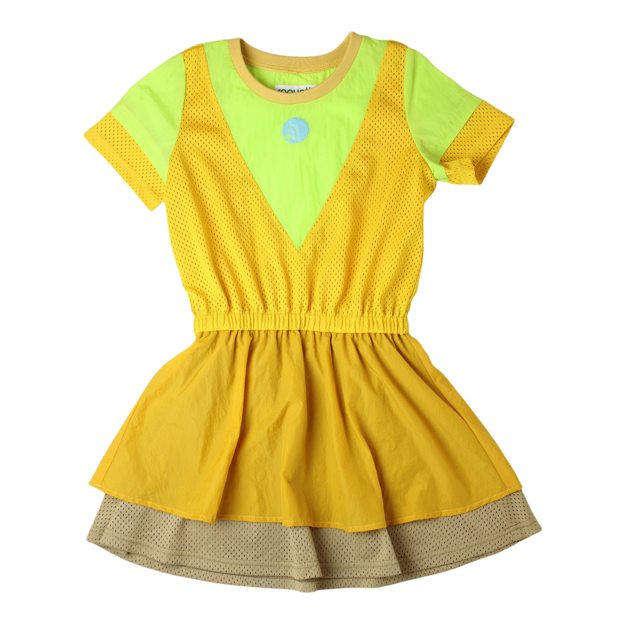 knee length dresses for ladies raquette Tri Sun-Golden-Yellow Nylon Mesh Tennis Dress – Ladida