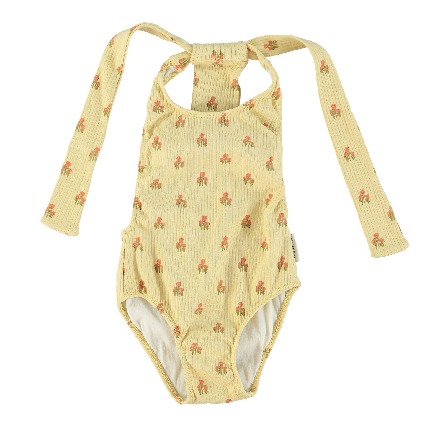 Babyhug Half Sleeves V Cut Swimsuit Bow Applique - Yellow main image 1