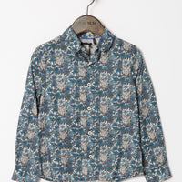 IKKS Indigo Tiger Flower Print Button Down