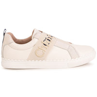 Chloe shoes Chloe Beige Logo Strap Sneakers