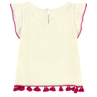 Sonia Rykiel Vanilla Ruffle Sleeve Embroidered Blouse