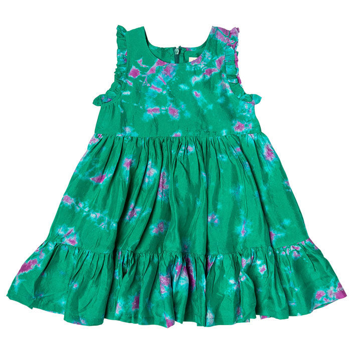 Pink Chicken Silk Kelsey Dress -Magenta Green Tie Dye Ladida Pink Chicken Silk Kelsey Dress -Magenta Green Tie Dye Ladida