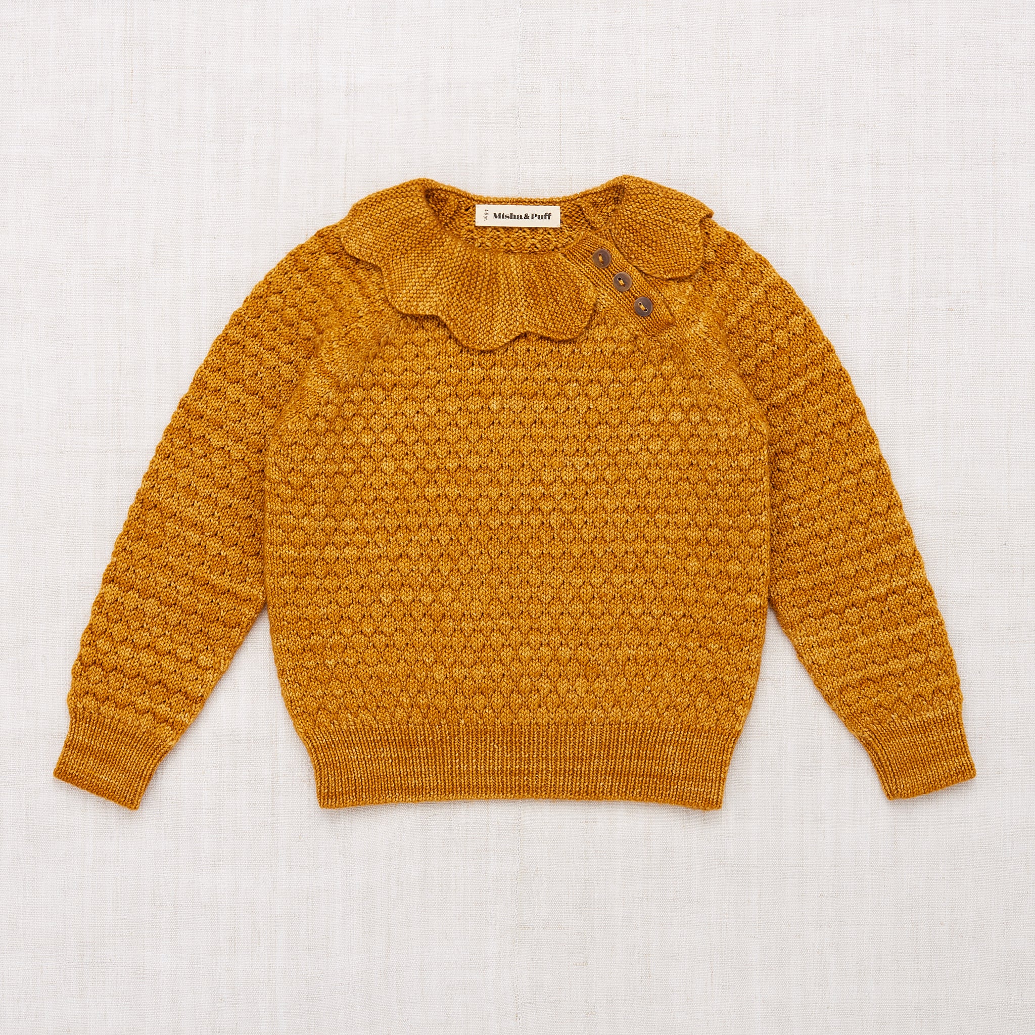 misha and puff ロンギース 6-12 marigold Misha and Puff Flower Pullover - Marigold – Ladida