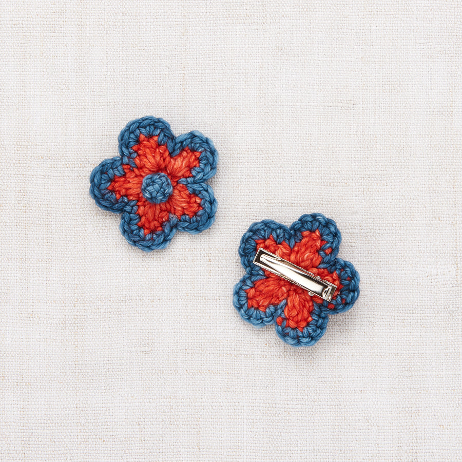Misha and Puff Medium Flower Clip Set - Red Flame
