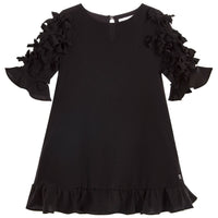 Sonia Rykiel Black Silk Bell Sleeve Bow Dress