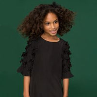 Sonia Rykiel Black Silk Bell Sleeve Bow Dress