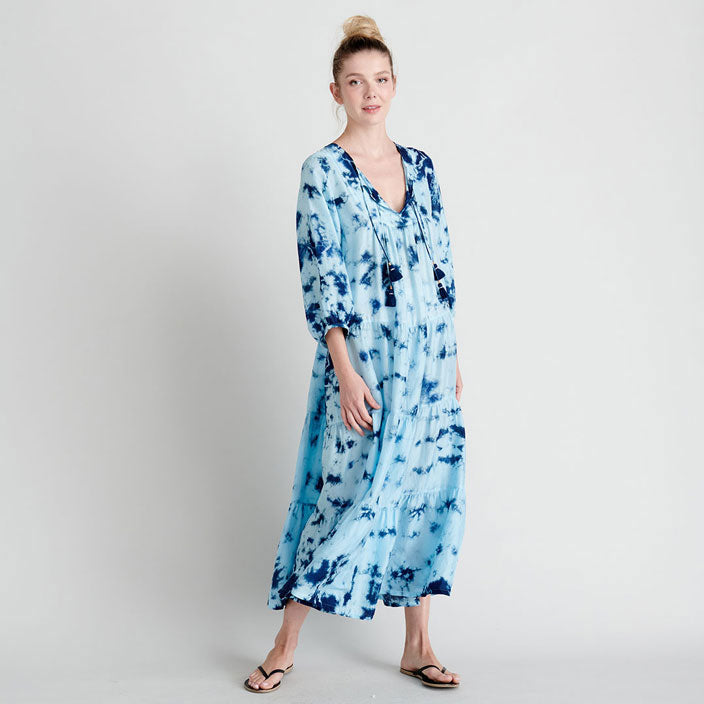 fitted lace wedding dress Pink Chicken Womens Silk Indira Dress -Navy Sky Tie Dye – Ladida