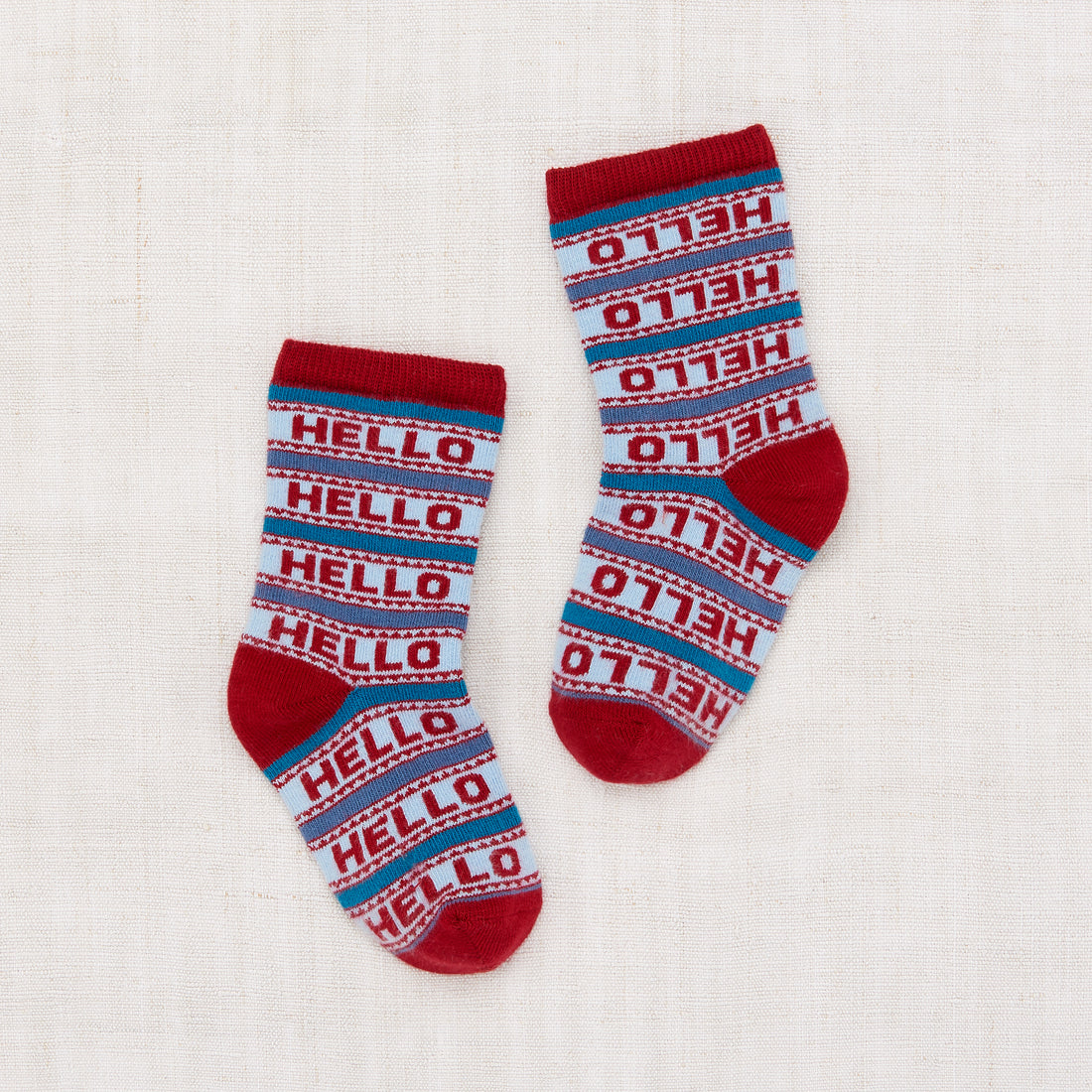 Misha and Puff Word Stripe Socks - Cranberry