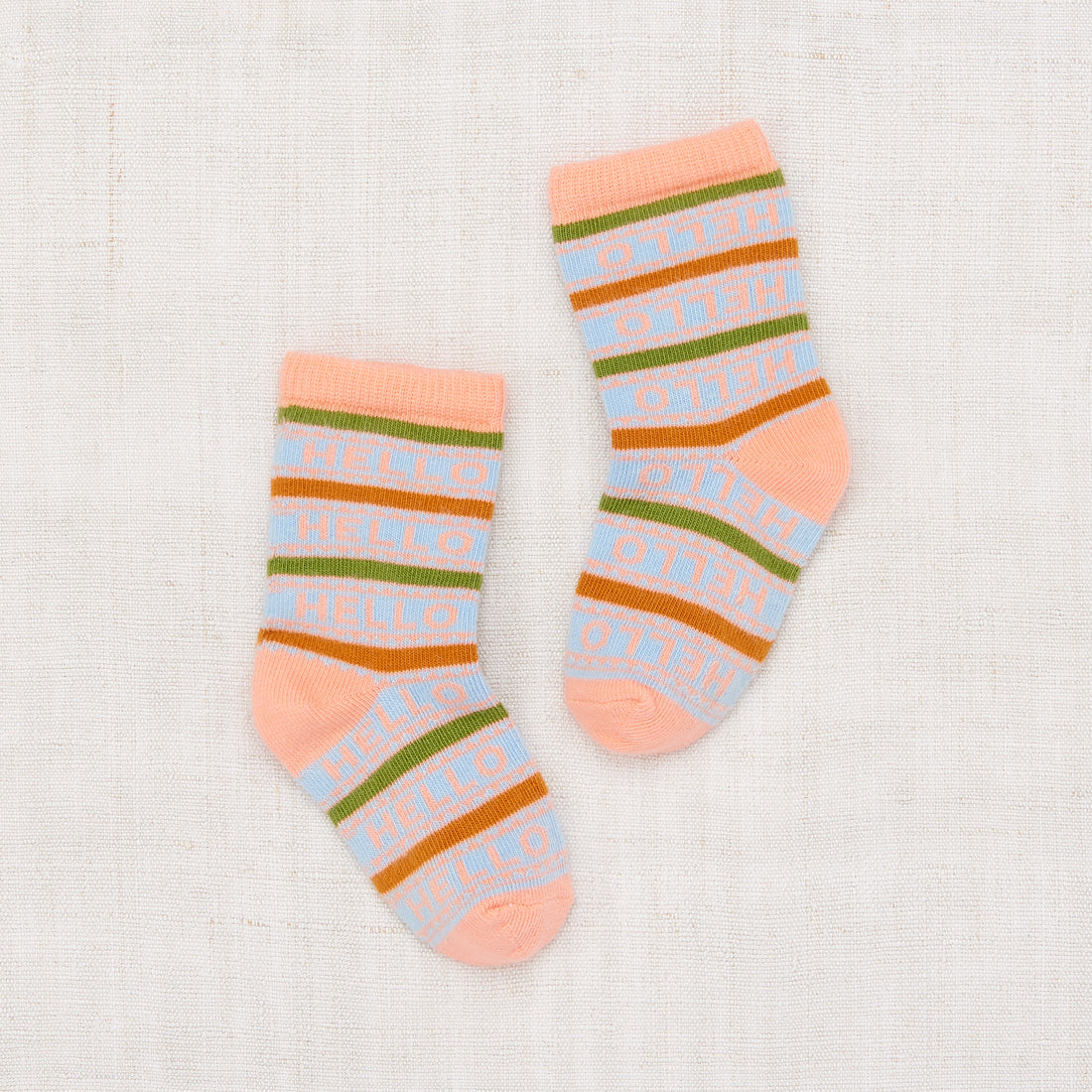 Misha and Puff Word Stripe Socks - Grapefruit