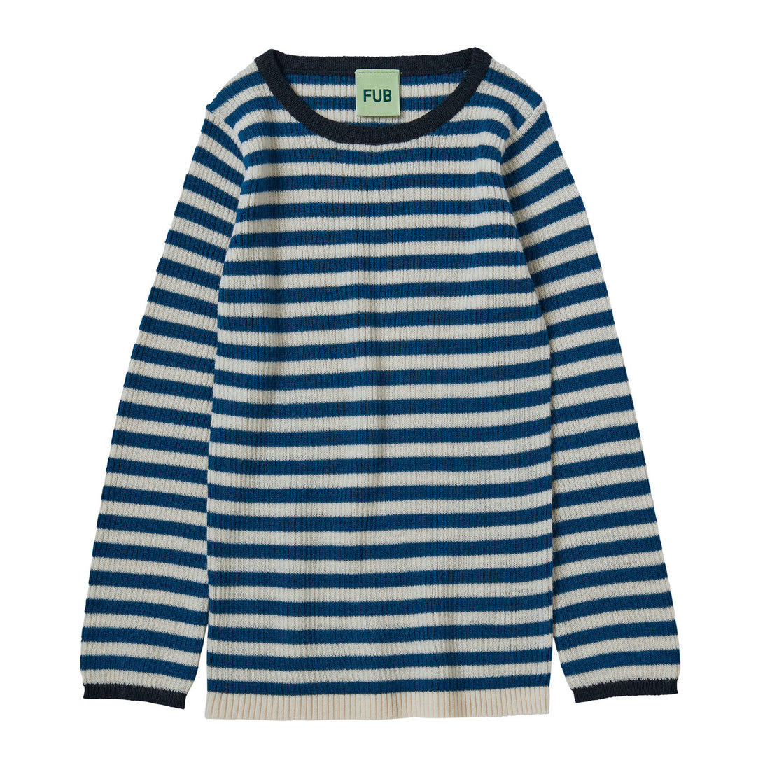 FUB Ecru/Pond Blue Rib Pullover
