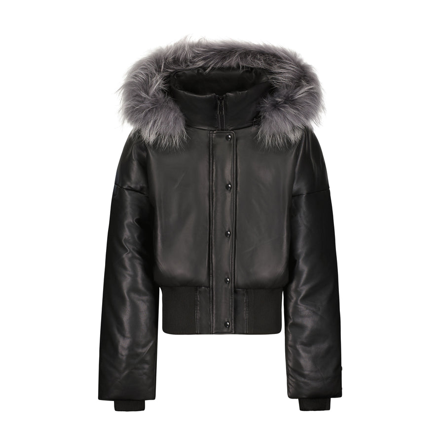 Scotch Bonnet x Ladida Black Leather Puffer Coat