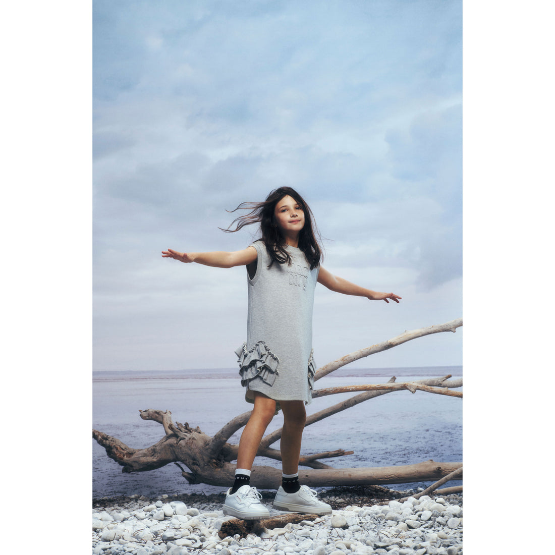 Marni Grey Ruffle Sides Dress