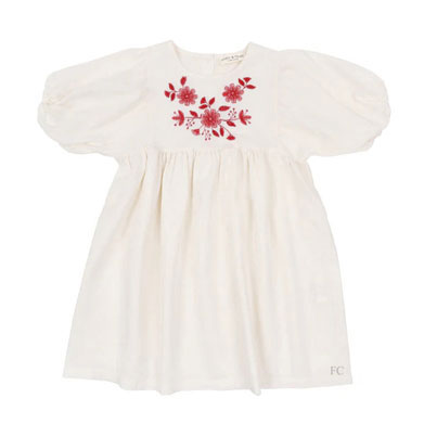 Babe and Tess Natural Red Embroidery Ada Dress