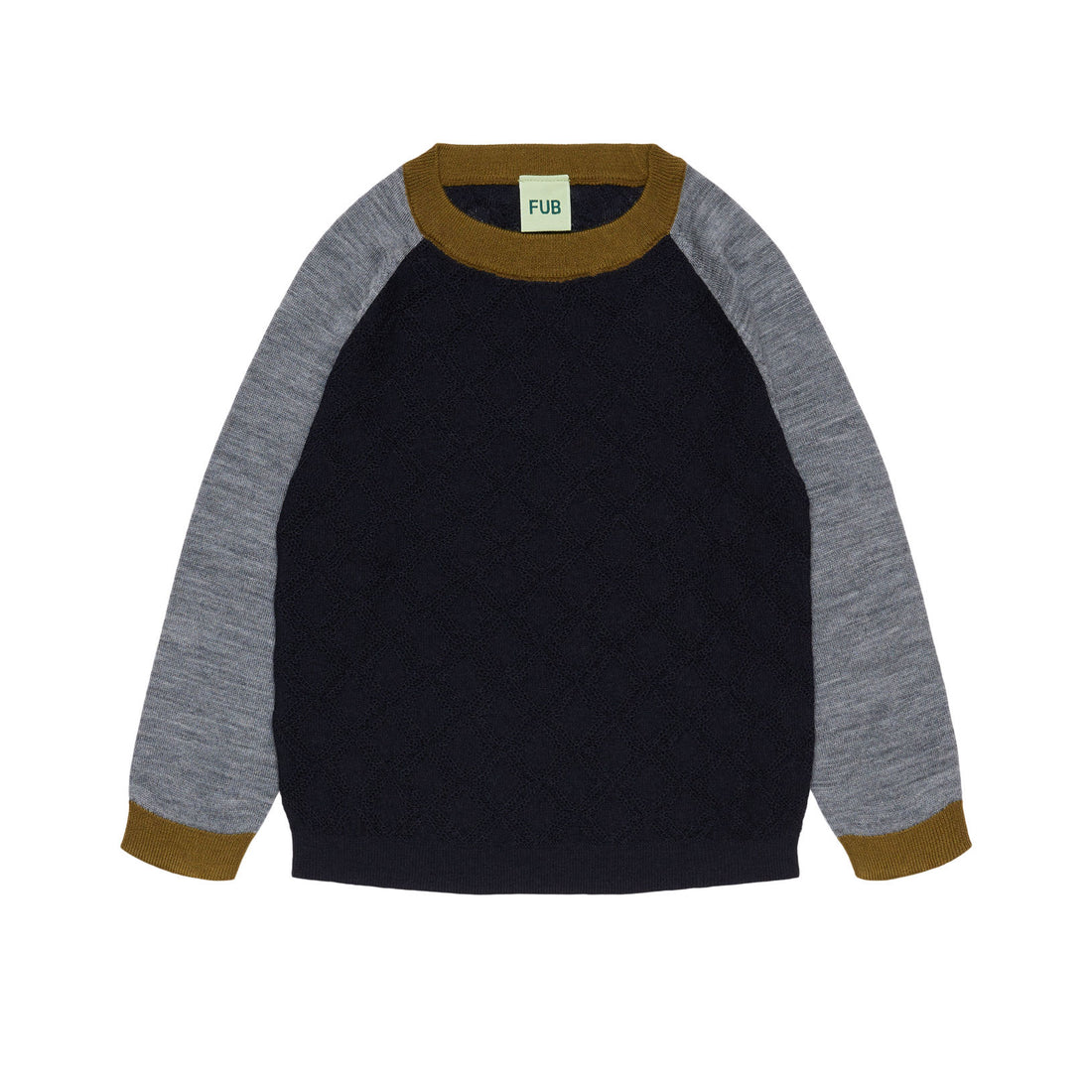 FUB Dark Navy Color Block Crew Sweater
