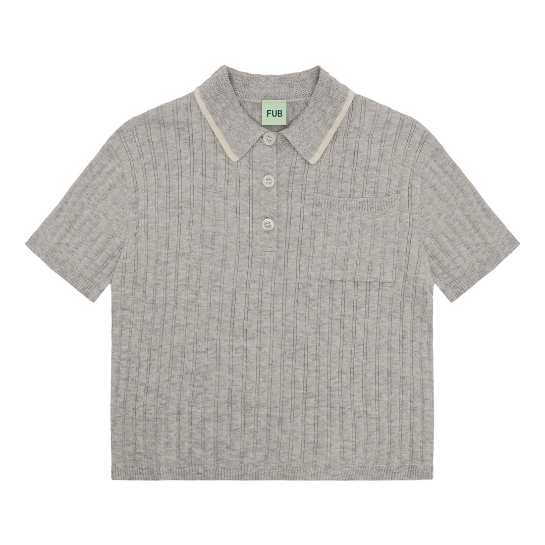FUB Light Grey Melange Rib Polo