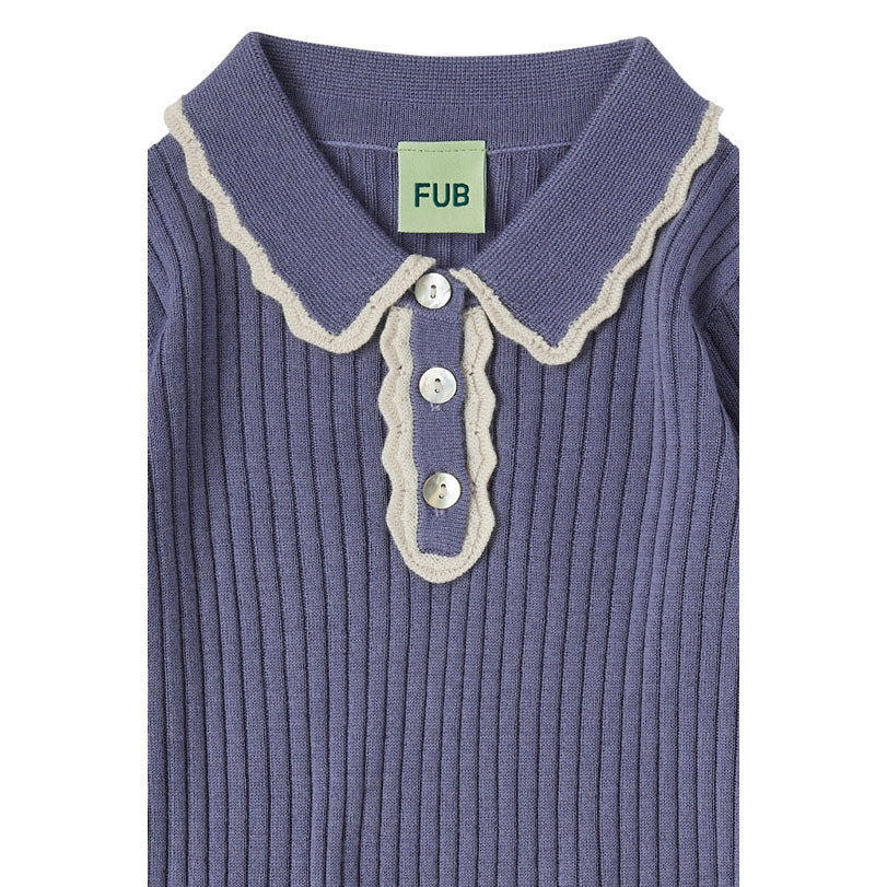 FUB Dusty Violet Rib Collar Pullover