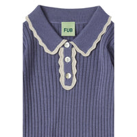 FUB Dusty Violet Rib Collar Pullover