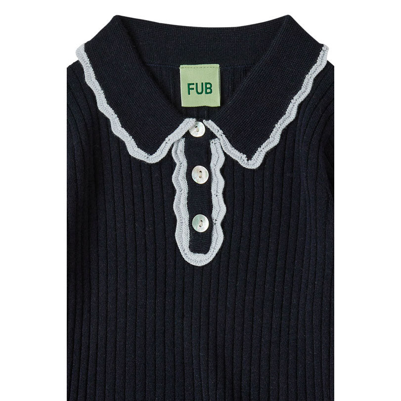 FUB Dark Navy Rib Collar Pullover
