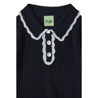 FUB Dark Navy Rib Collar Pullover