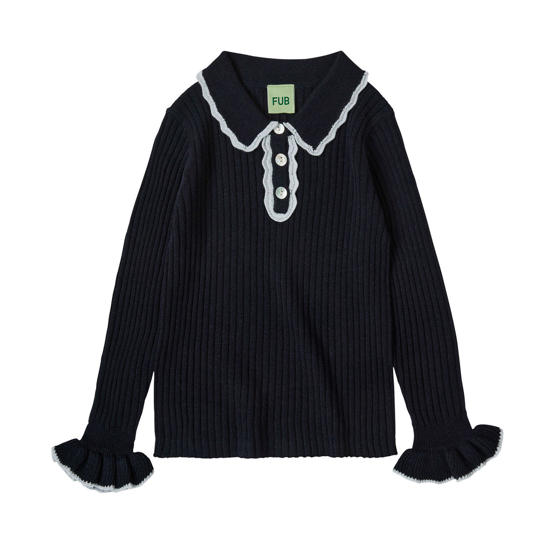 FUB Dark Navy Rib Collar Pullover