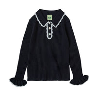 FUB Dark Navy Rib Collar Pullover